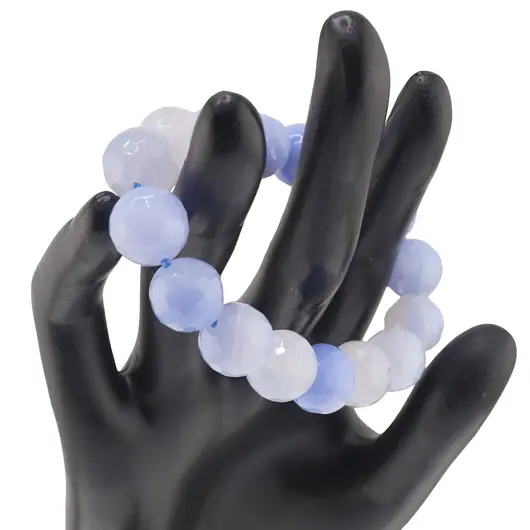 Bratara pe elastic Agat lila sfere fatetate 12mm, imagine 2