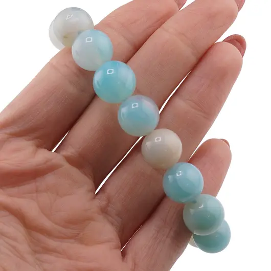 Bratara pe elastic Agat bleu sfere 12mm, imagine 3