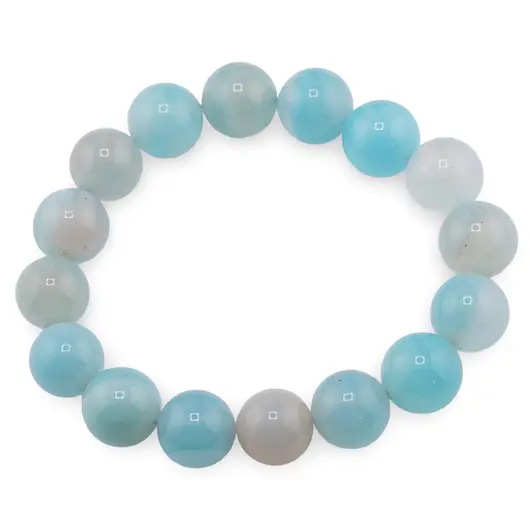 Bratara pe elastic Agat bleu sfere 12mm