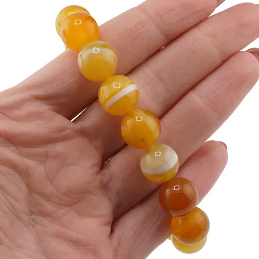 Bratara pe elastic Agat galben sfere 12mm, imagine 3
