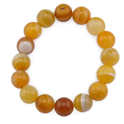 Bratara pe elastic Agat galben sfere 12mm