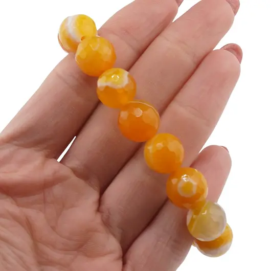 Bratara pe elastic Agat galben sfere fatetate 12mm, imagine 3
