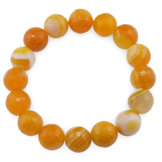 Bratara pe elastic Agat galben sfere fatetate 12mm