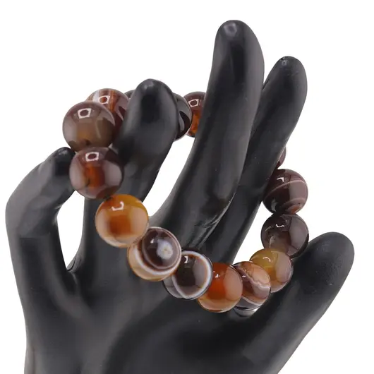 Bratara pe elastic Agat maro sfere 12mm, imagine 2