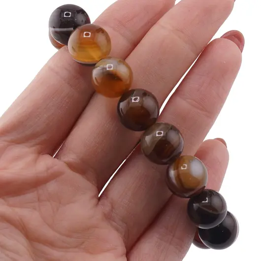 Bratara pe elastic Agat maro sfere 12mm, imagine 3