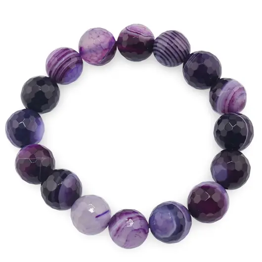 Bratara pe elastic Agat mov sfere fatetate 12mm