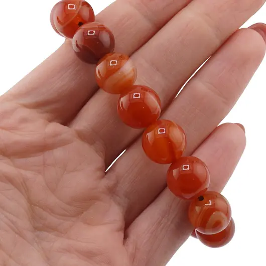 Bratara pe elastic Agat portocaliu sfere 12mm, imagine 3