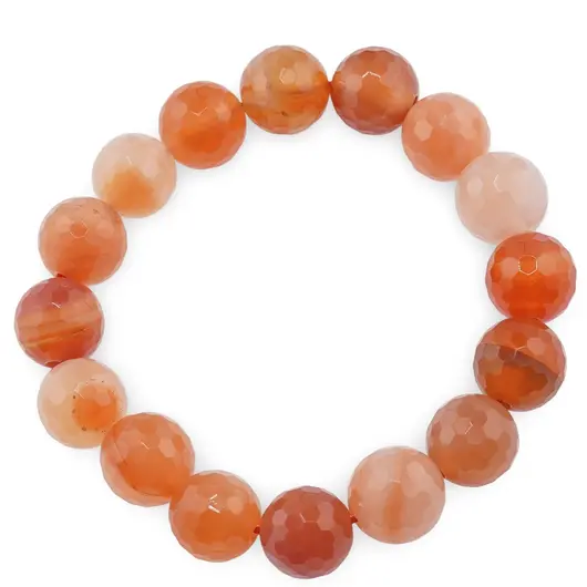 Bratara pe elastic Agat portocaliu sfere fatetate 12mm