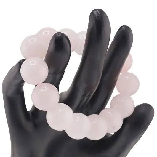 Bratara pe elastic Cuart roz sfere 14mm, imagine 2