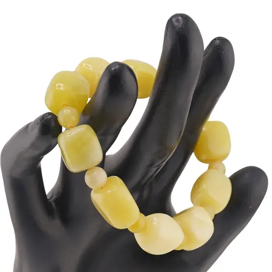 Bratara pe elastic Jad olive nugget 15mm, imagine 2