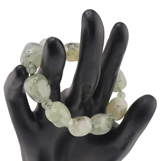 Bratara pe elastic Prehnit nugget 15mm, imagine 2