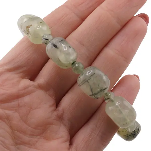 Bratara pe elastic Prehnit nugget 15mm, imagine 3