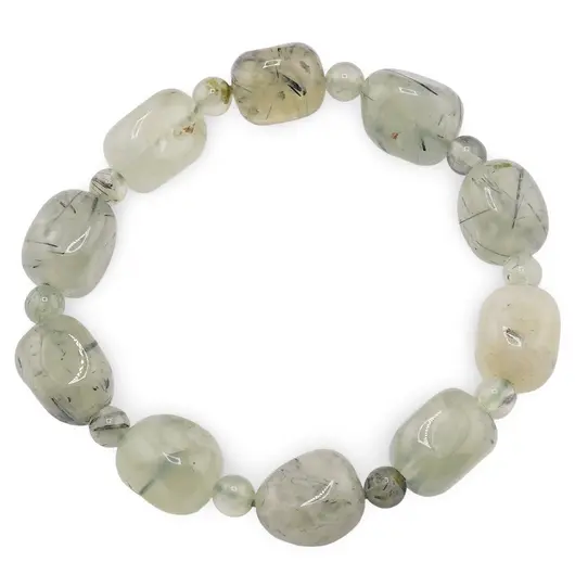 Bratara pe elastic Prehnit nugget 15mm