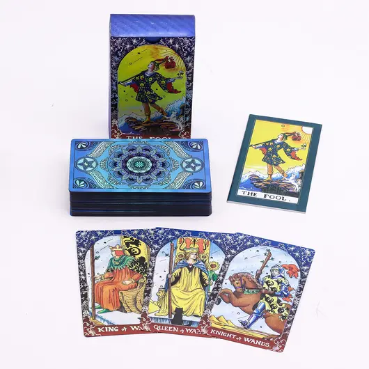 Carti de tarot cu Folie Albastra – Mandala, THE FOOL cu ghid - 78 de carti, imagine 2