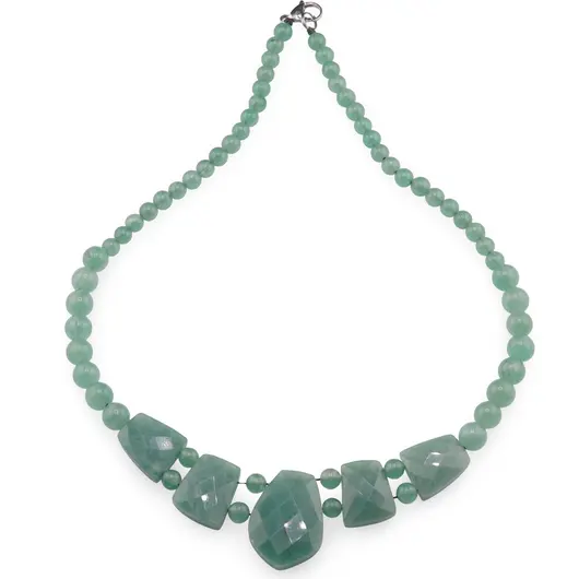 Colier Aventurin cristale fatetate si sfere 6-8mm