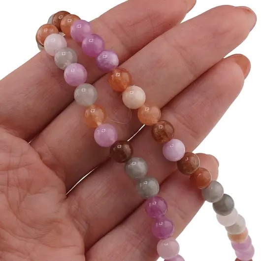 Colier Kunzit, Turmalina maro si Cuart gri sfere 6mm, imagine 3