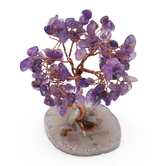 Copac decorativ cu Ametist si baza din Agat natural, imagine 2
