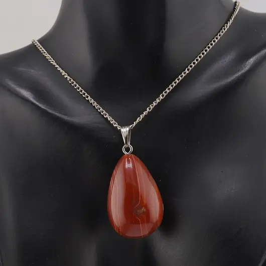 Pandantiv Agat portocaliu lacrima bombata, 32mm, imagine 2