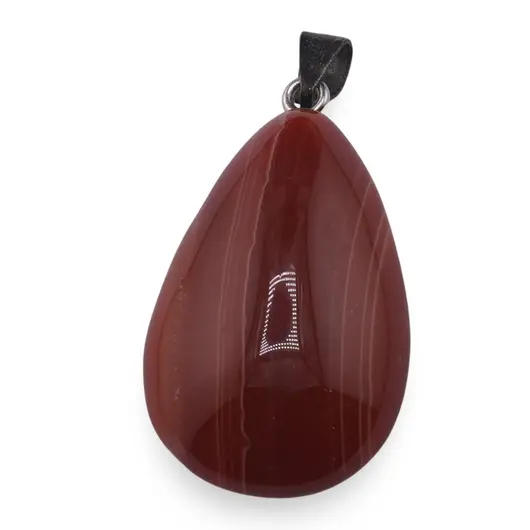 Pandantiv Agat portocaliu lacrima bombata, 32mm