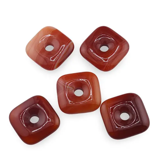 Pandantiv Carneol Pi donut patrat, 30mm, imagine 2