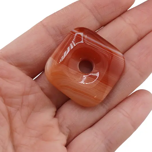 Pandantiv Carneol Pi donut patrat, 30mm, imagine 3