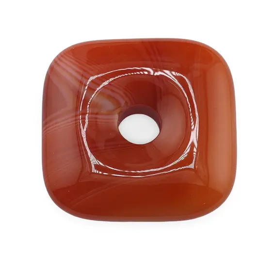 Pandantiv Carneol Pi donut patrat, 30mm