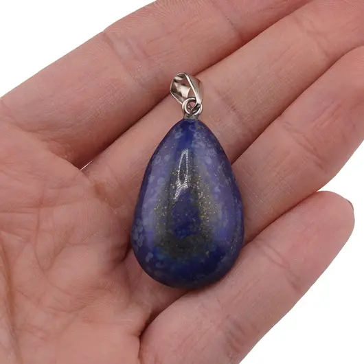 Pandantiv Lapis lazuli lacrima bombata, 32mm, imagine 3