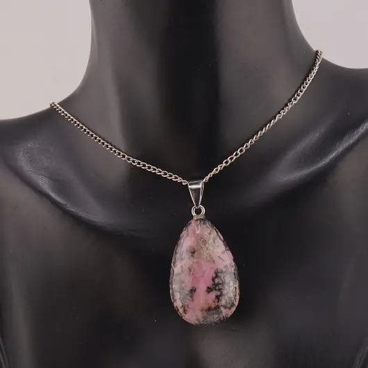 Pandantiv Rodonit lacrima bombata, 32mm, imagine 2