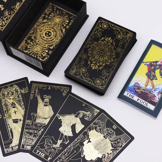 Set de Carti de Tarot cu Folie Aurie si ghid - 78 de carti, imagine 2