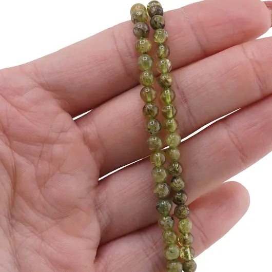 Sirag Peridot sfere 4mm, 39cm, imagine 2