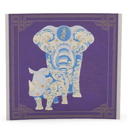 Abtibild sticker Elefant si Rinocer pentru protectie anti-furt, 51mm