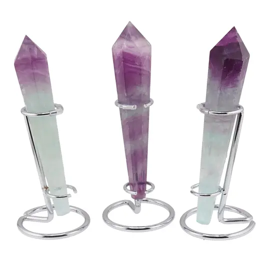 Bagheta de Fluorit cu suport metalic, 16cm, imagine 2