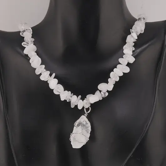 Colier Cristal de stanca pietre chips si pandantiv cristal brut, imagine 2