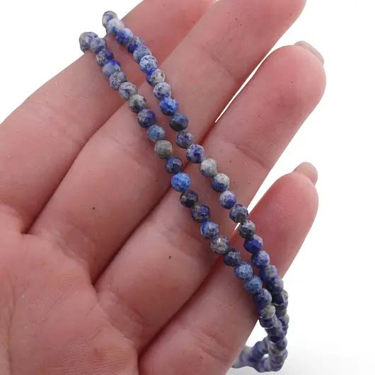 Colier cu sfere fatetate din Lapis Lazuli, 3mm, imagine 3