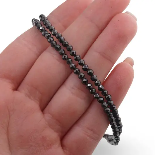 Colier cu sfere fatetate din Turmalina grafitata, 3mm, imagine 3