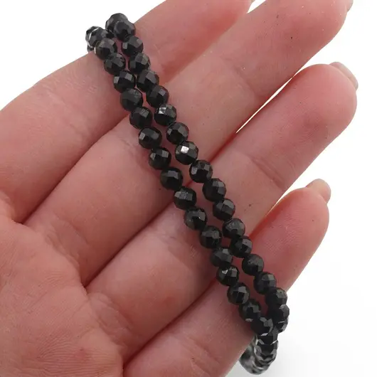Colier cu sfere fatetate din Turmalina neagra, 4mm, imagine 3