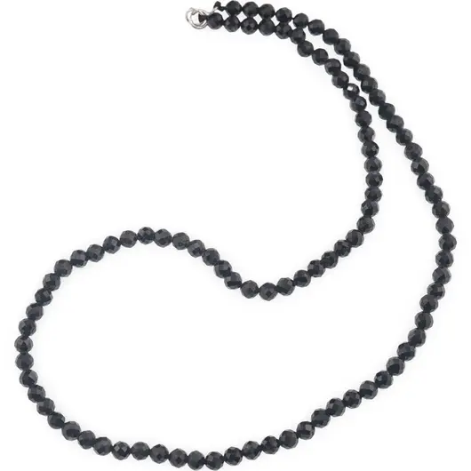 Colier cu sfere fatetate din Turmalina neagra, 4mm