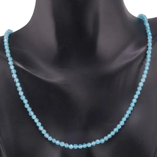 Colier cu sfere fatetate din Zircon albastru deschis, 3mm, imagine 2