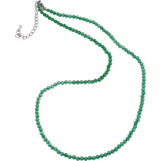 Colier cu sfere fatetate din Zircon verde, 3mm