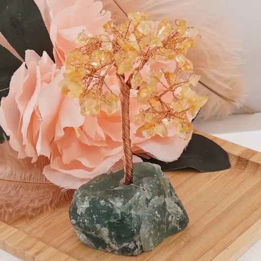 Copac Citrin chips cu baza de Fluorit, 12cm, imagine 2