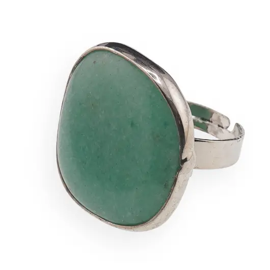 Inel reglabil Aventurin neregulat si montura argintie, 26mm