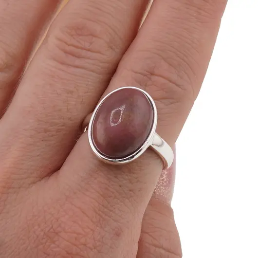 Inel reglabil Rodonit si montura argintie, 18mm, imagine 3
