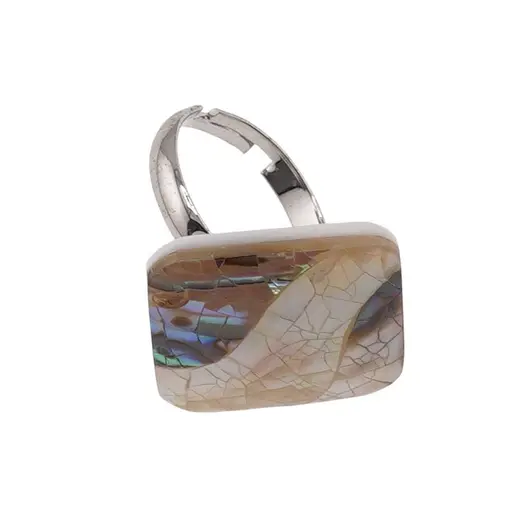 Inel reglabil romb cu sidef si scoica abalone mozaic, imagine 2