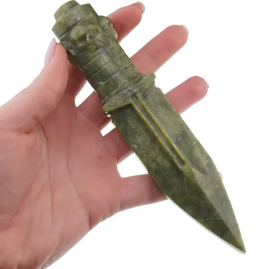 Pumnal ritual din cristal natural Jad verde, 15cm, imagine 2