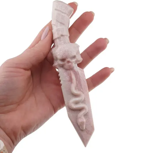 Pumnal ritual din cristal natural Opal roz, 15cm, imagine 3