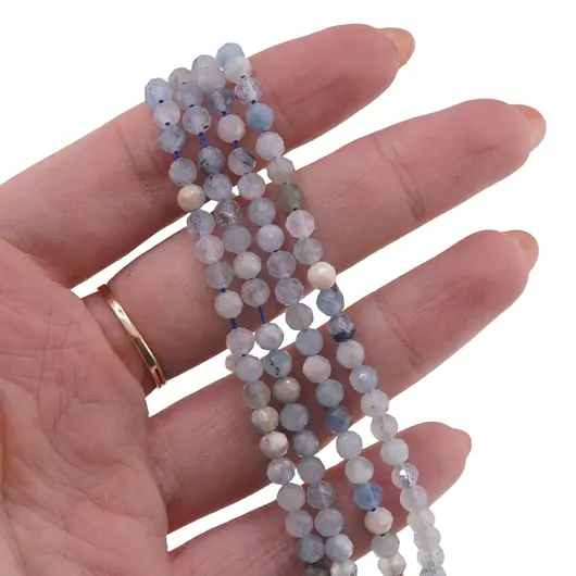 Sirag Acvamarin sfere fatetate 4mm, 38cm, imagine 2