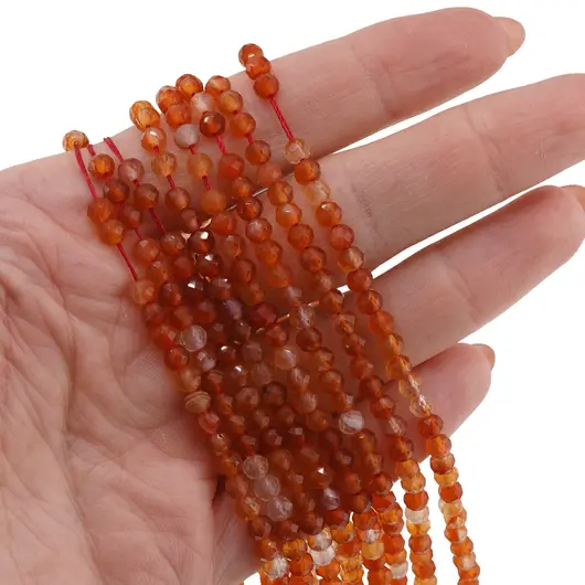 Sirag Carneol sfere fatetate 4mm, 38cm, imagine 2