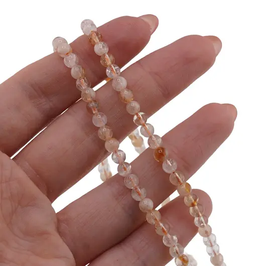 Sirag Citrin natural sfere 4mm, 39cm, imagine 2