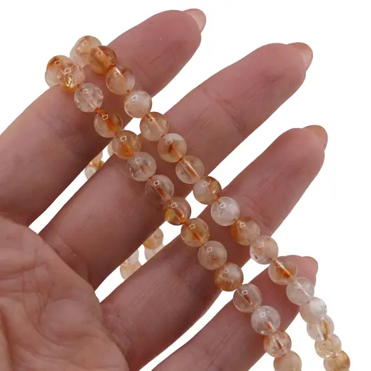 Sirag Citrin natural sfere 6mm, 39cm, imagine 2