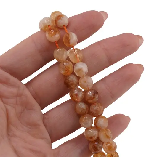 Sirag Citrin natural sfere fatetate 8mm, 38cm, imagine 2